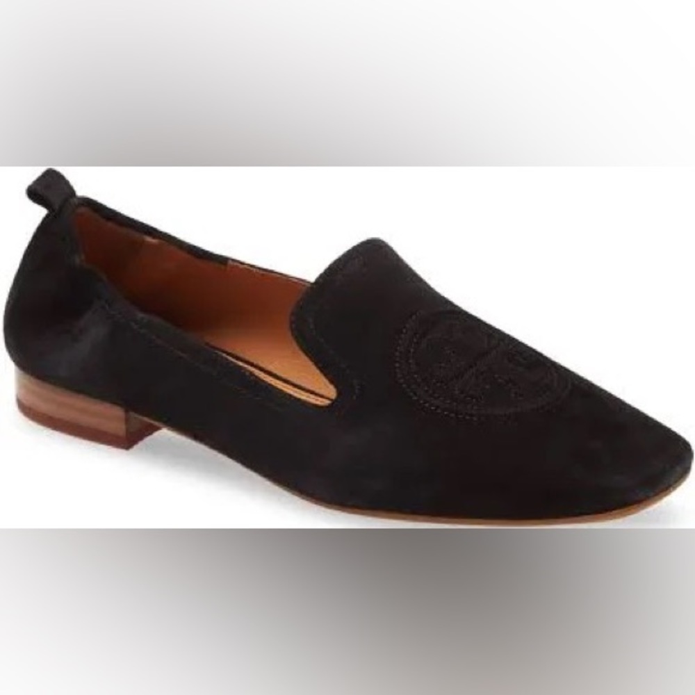 Tory Burch Leigh Elastic Black Suede Loafers